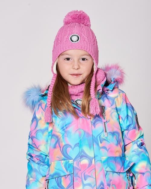 Deux Par Deux Lined Winter Hat With Pompom In Pink