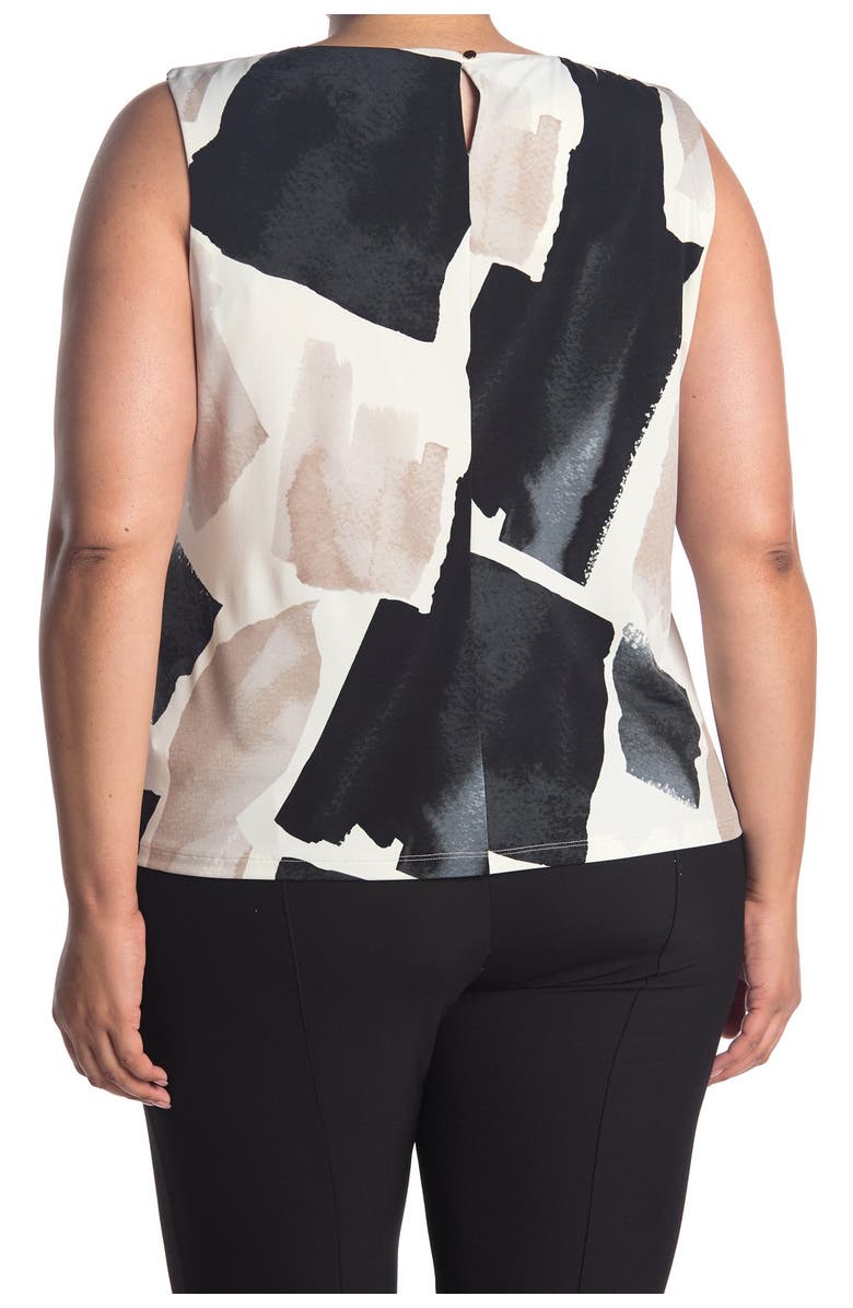 Calvin Klein Abstract Print Pleated Sleeveless Top, Main, color, 