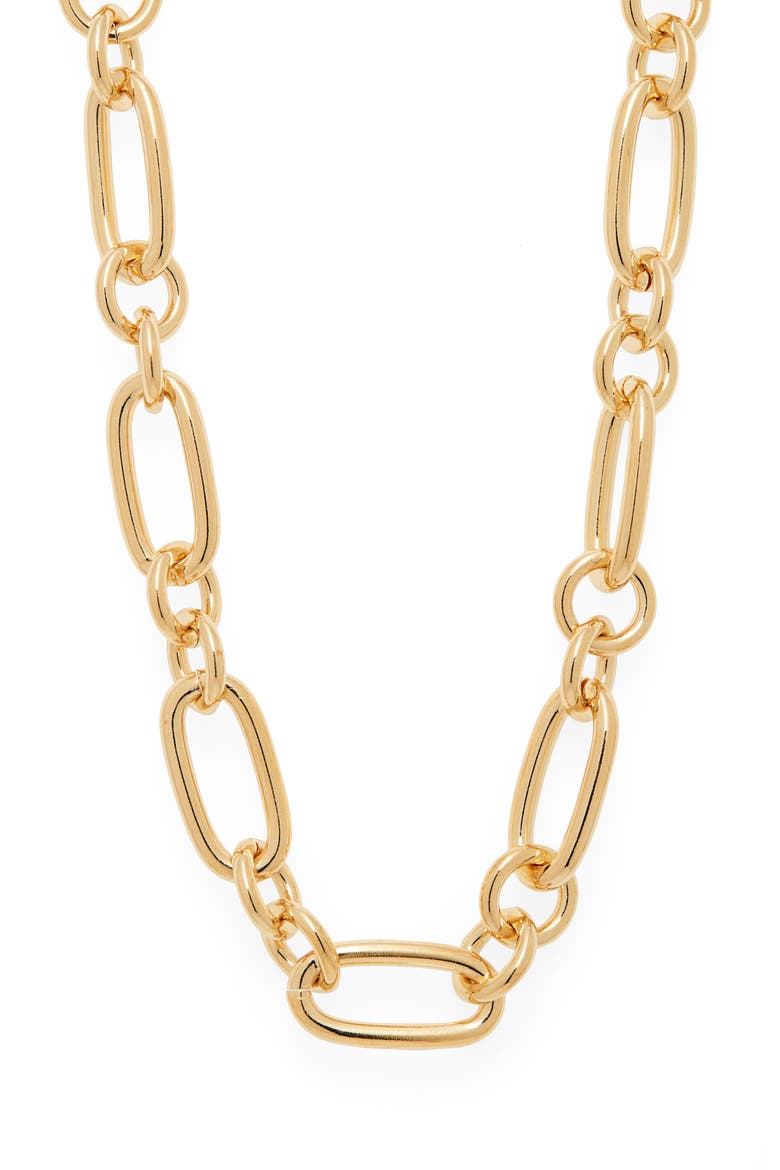Rafaella Chain Necklace, Main, color, BRASS