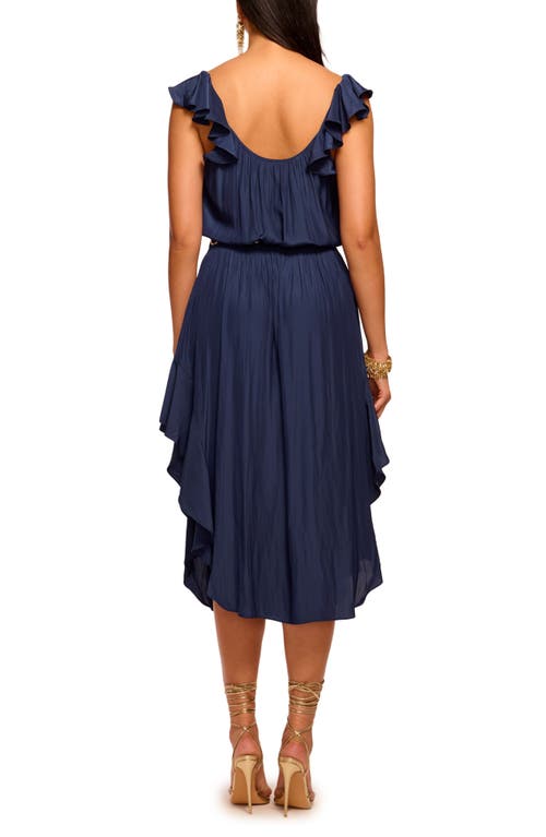 Ramy Brook Clementine Smocked Elastic Waist Midi Dress In Spring Navy