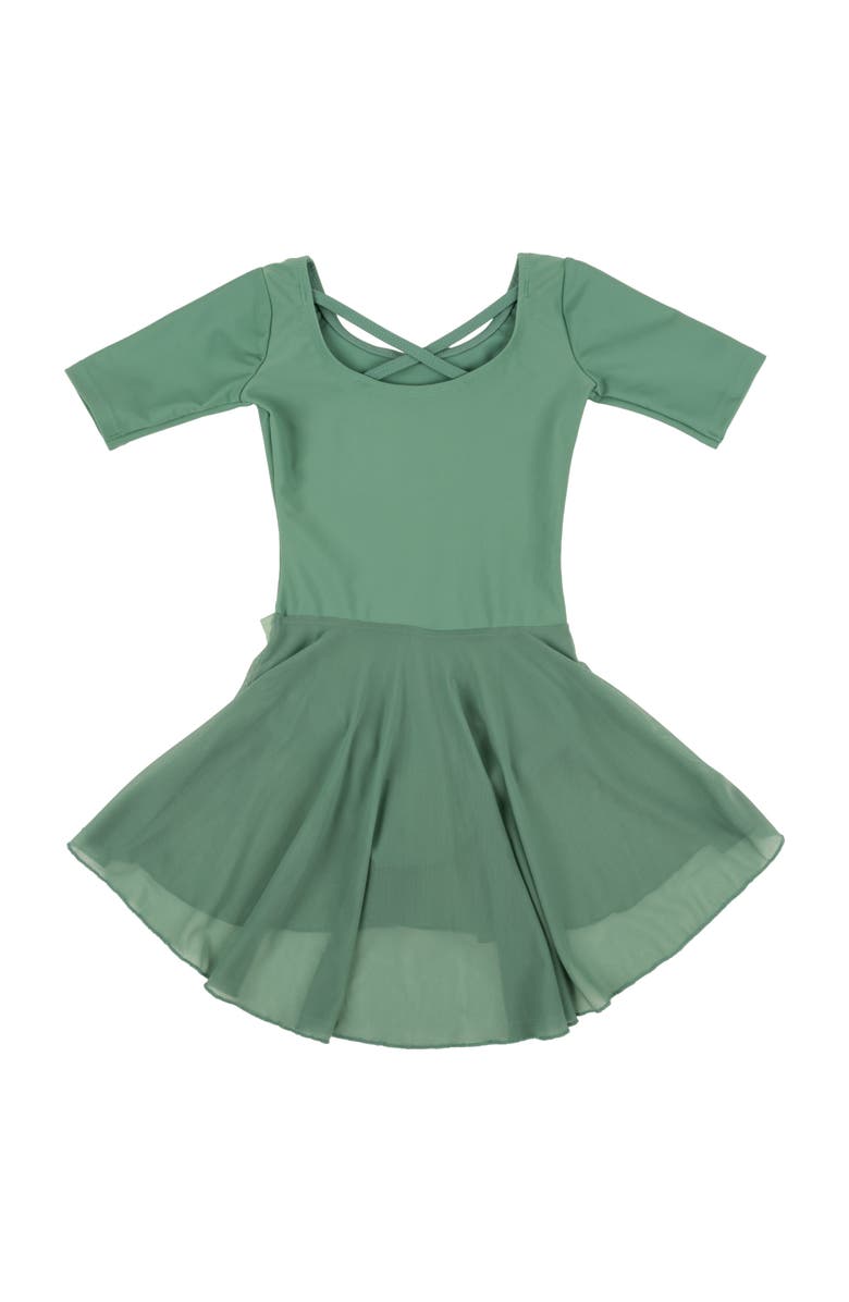 Leveret Girls Short Sleeve Skirted Leotard, Alternate, color, Green