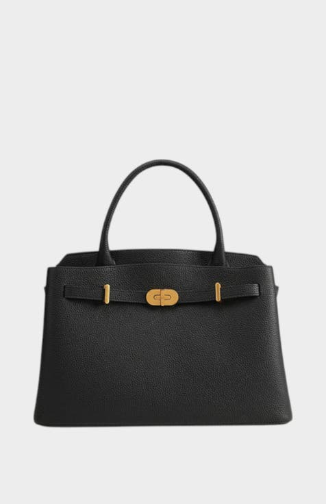 Kensington Genuine Pebble Leather Top Handle Bag