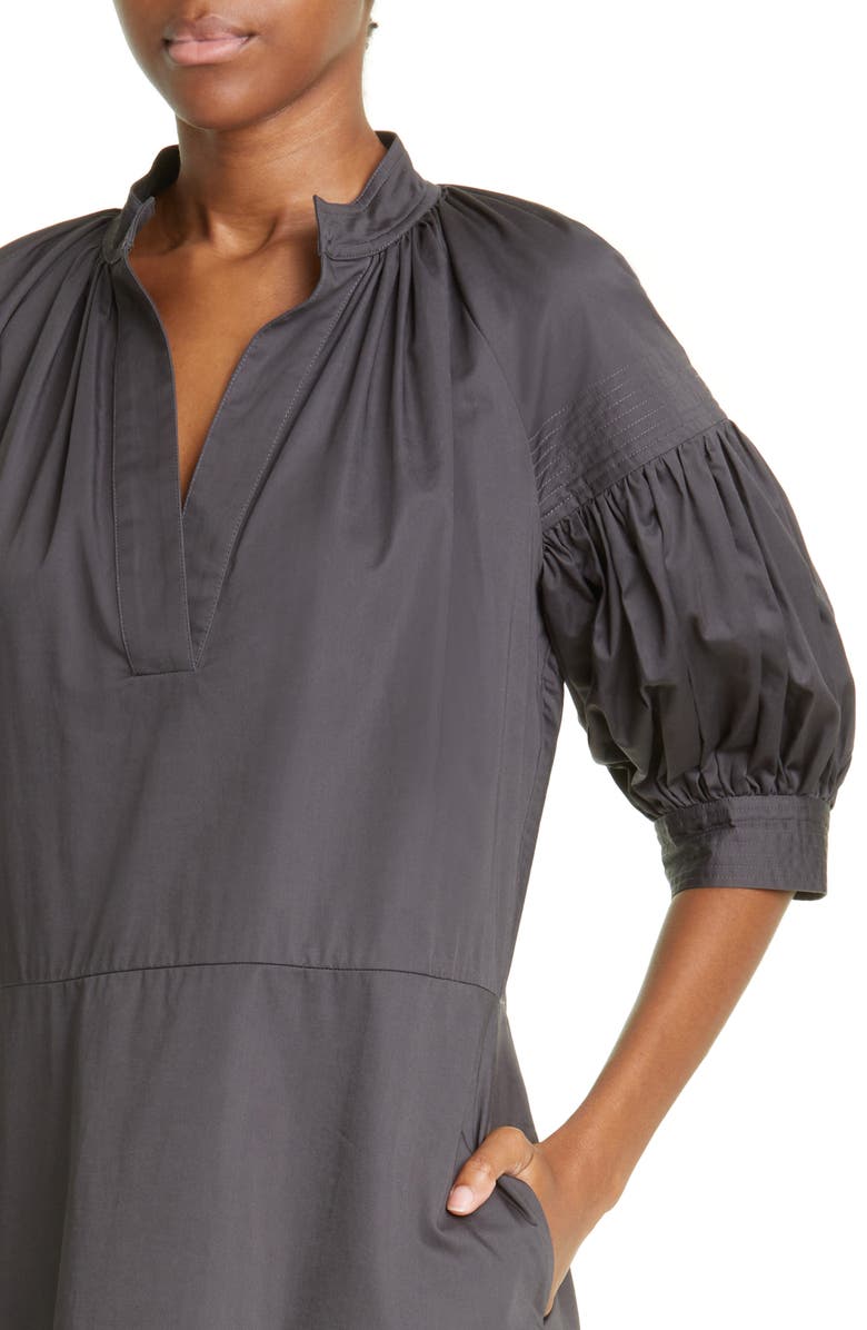 CO Shirred Cotton Poplin Midi Dress, Alternate, color, 