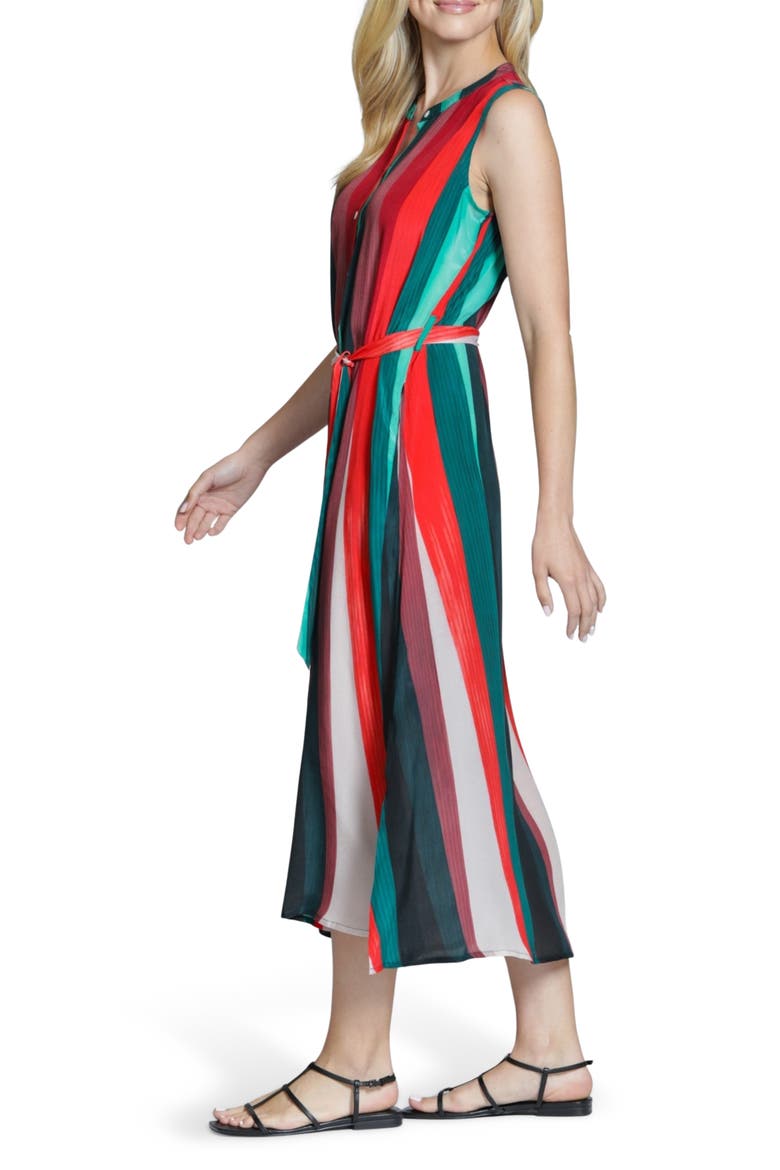 Stripe Belted Midi Shirtdress, Alternate, color, RED MULTI