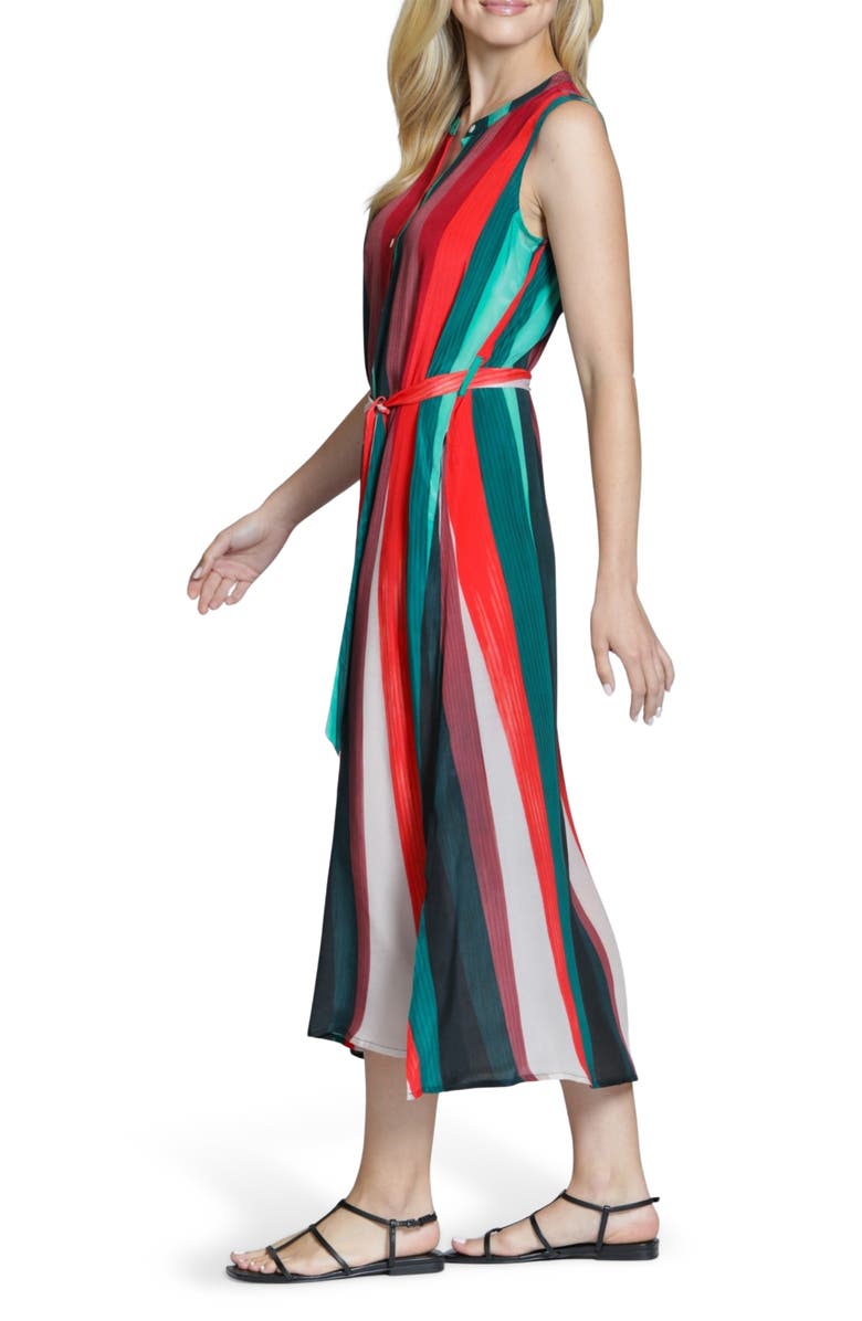 APNY Stripe Belted Midi Shirtdress, Alternate, color, Red Multi