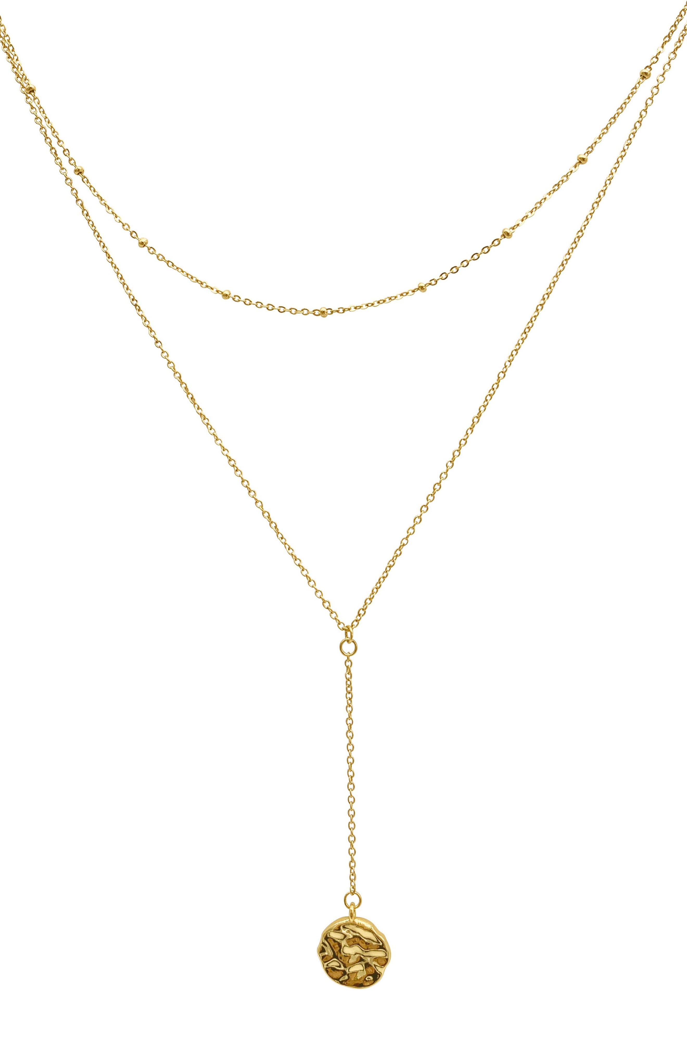 Adornia Molten Coin Layered Y-Drop Necklace (Women) | Nordstromrack