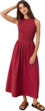 Pact Organic Cotton Coastal Double Gauze Smocked Dress