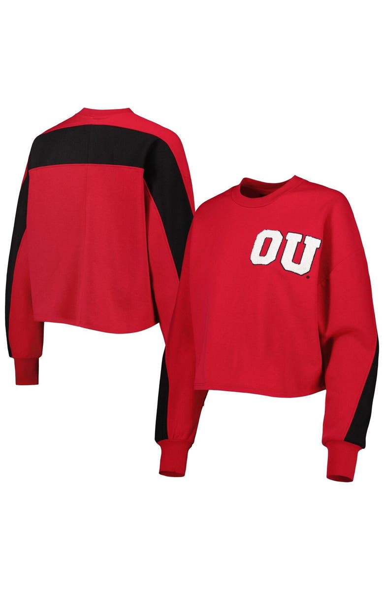 GAMEDAY COUTURE Women's Gameday Couture Crimson Oklahoma Sooners Back To Reality Colorblock Pullover Sweatshirt, Main, color, Crimson