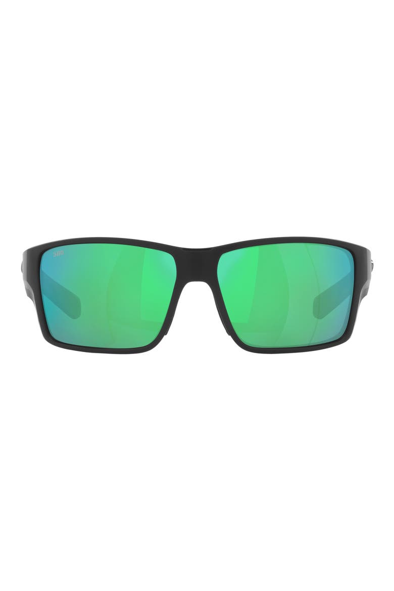 63mm Mirrored Polarized Oversize Square Sunglasses, Main, color, GREEN MIRROR