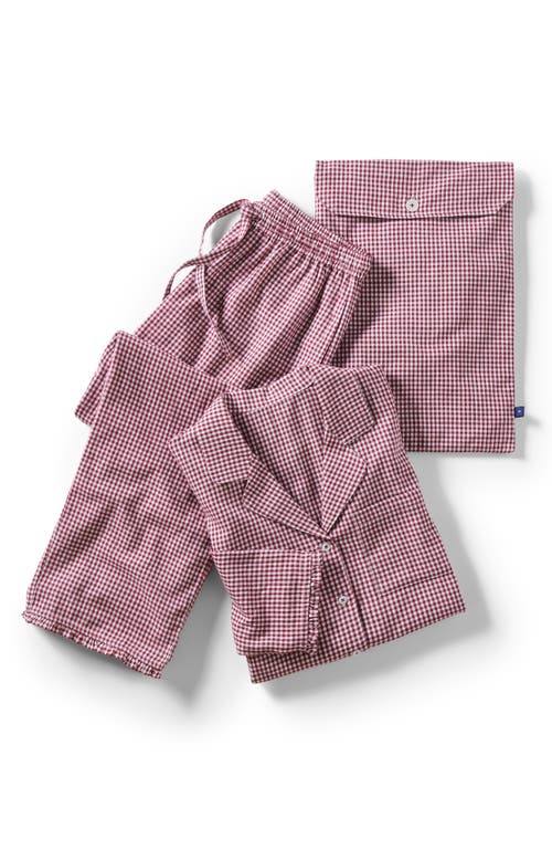 Christy Gingham Ruffle Yarn-dyed Pyjamas In Pink