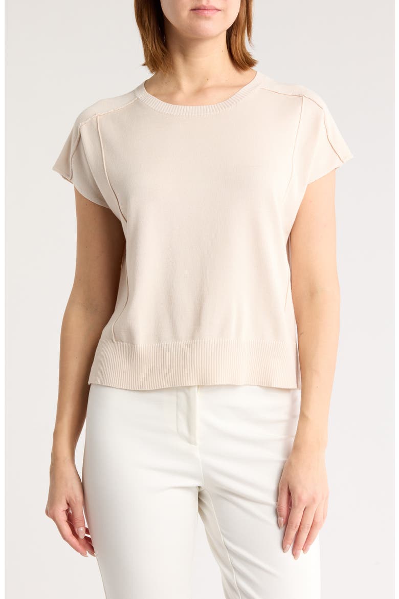Exposed Seam Extended Sleeve Sweater, Main, color, PALE BONE