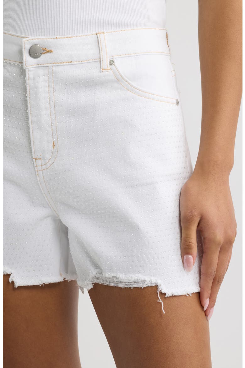 Distressed High Waist Cutoff Denim Shorts, Alternate, color, WHITE