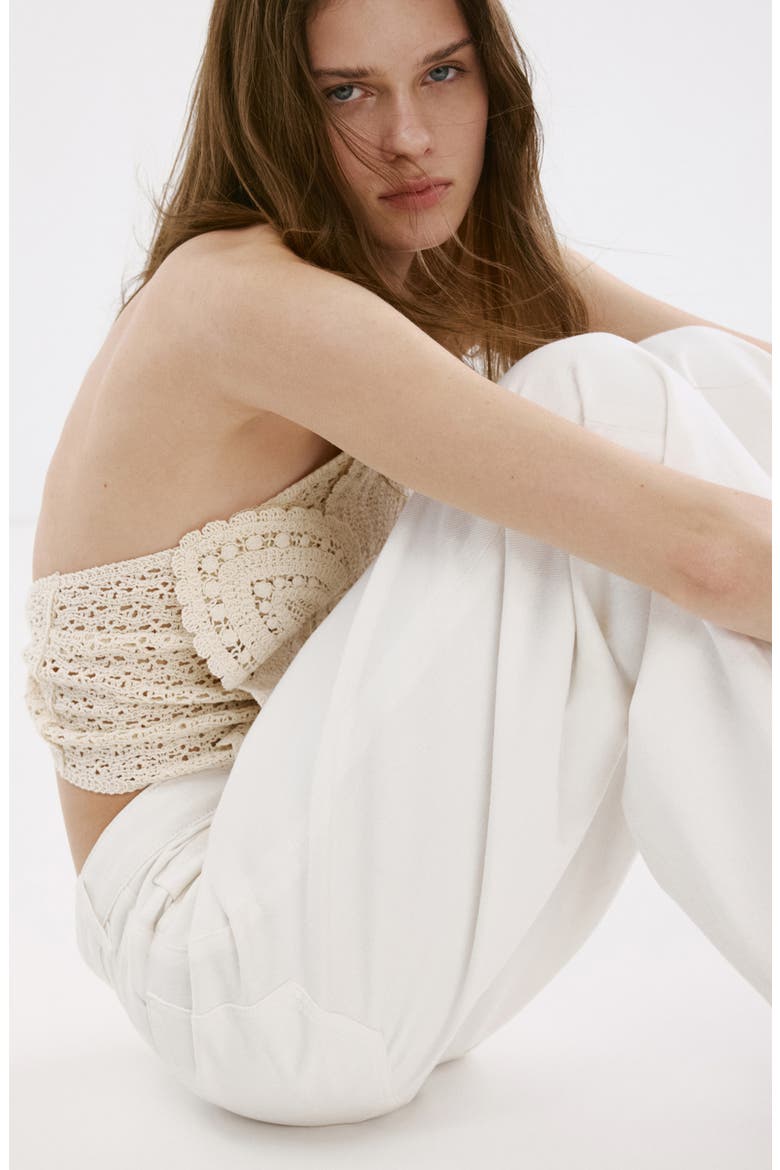 Hibisco Floral Crochet Halter Top, Alternate, color, ECRU