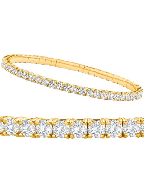 2 - 10Ct TW Flexible Diamond Bangle Tennis Bracelet Lab Grown 14k Gold