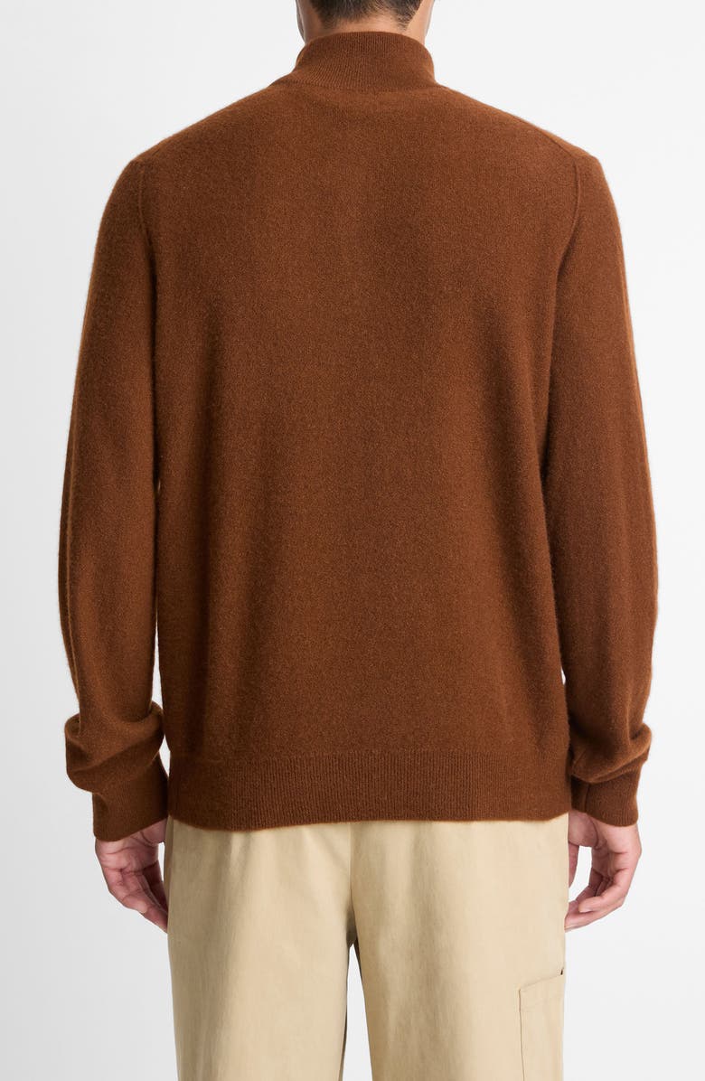 Vince Boiled Cashmere Quarter Zip Sweater, Alternate, color, Copperhead