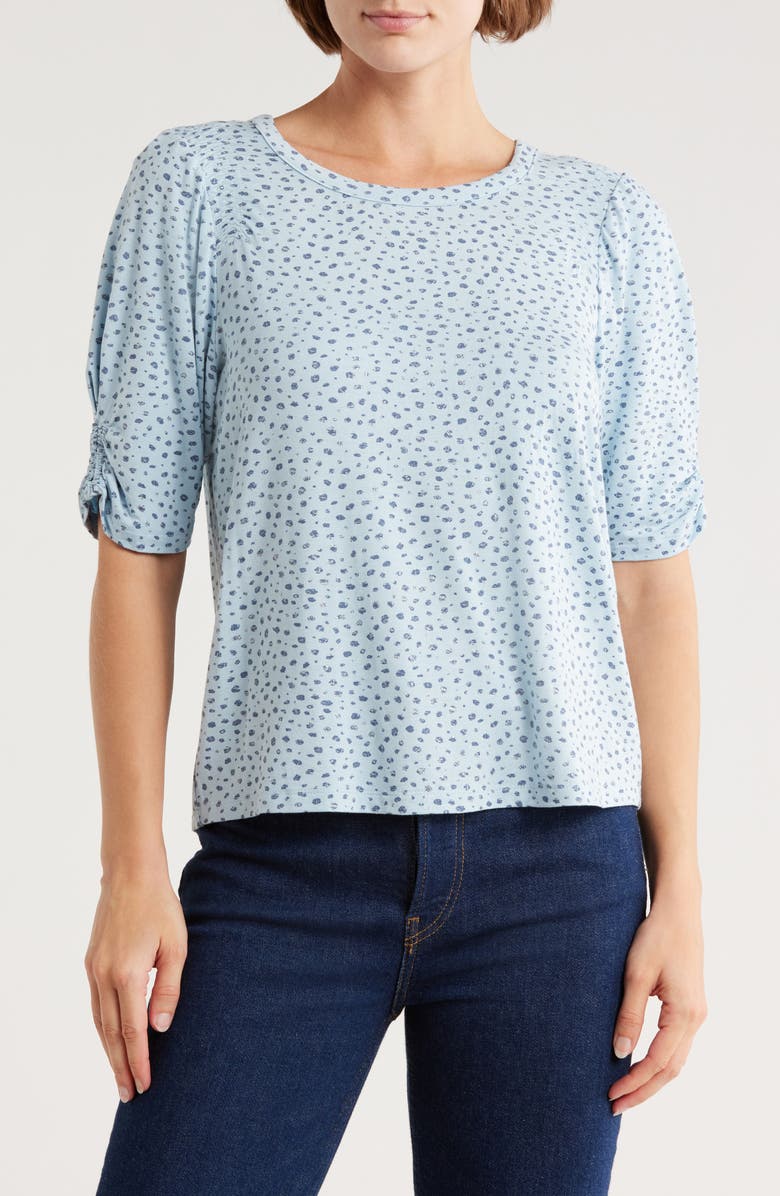 Democracy Ruched Elbow Length Sleeve Top, Main, color, Dream Blue