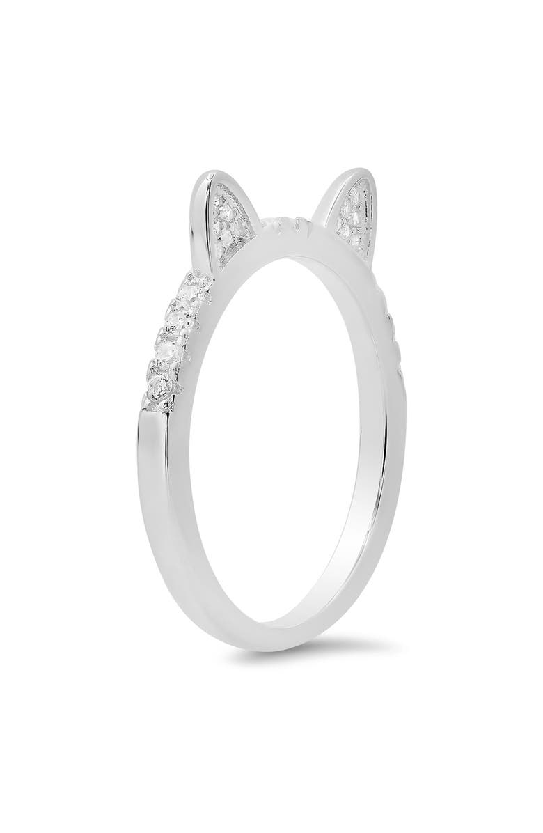Queen Jewels CZ Pavé Kitty Cat Ring, Alternate, color, Silver