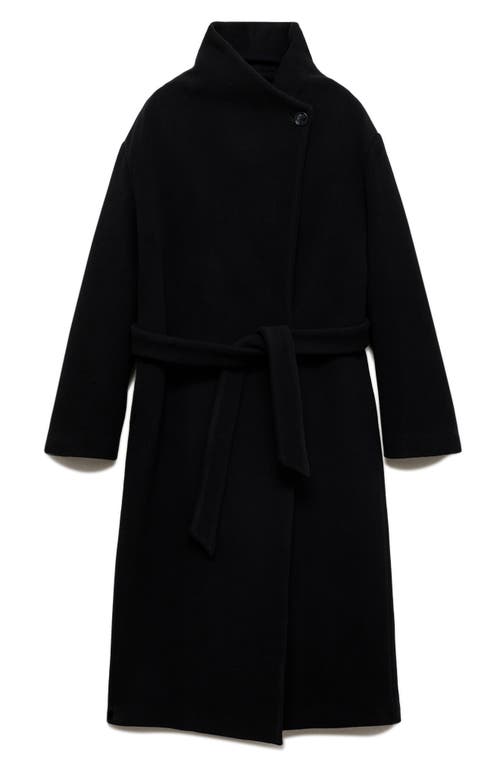 MANGO MANGO BELTED VIRGIN WOOL BLEND COAT