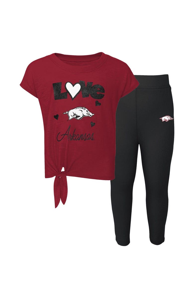 Outerstuff Toddler Cardinal/Black Arkansas Razorbacks Forever Love Team T-Shirt & Leggings Set, Main, color, Cardinal