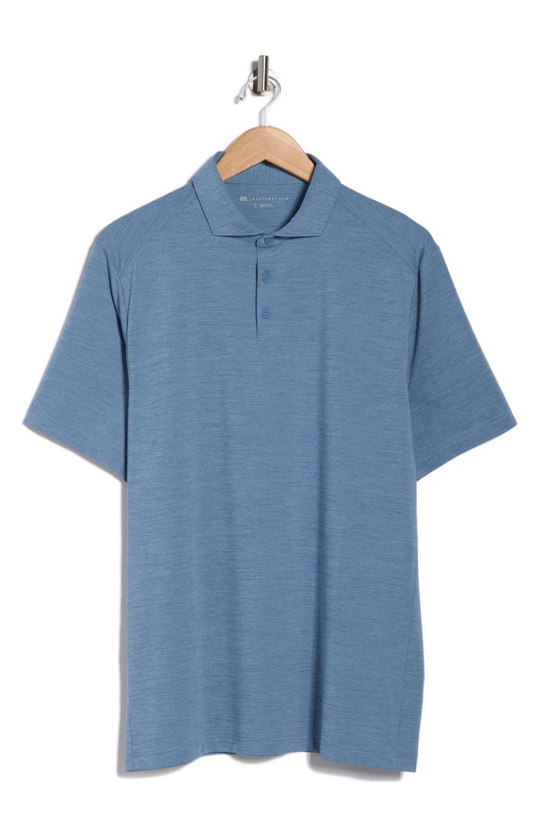 TravisMathew Heater Pro Stretch Knit Polo, Alternate, color, Heather Copen Blue