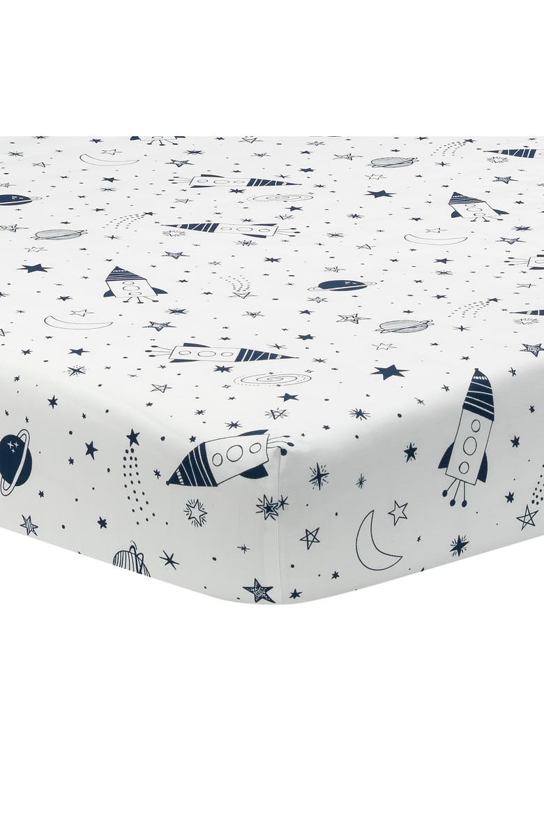 Sky Rocket 5-Piece Galaxy/Space Nursery Baby Crib Bedding Set, Alternate, color, Blue
