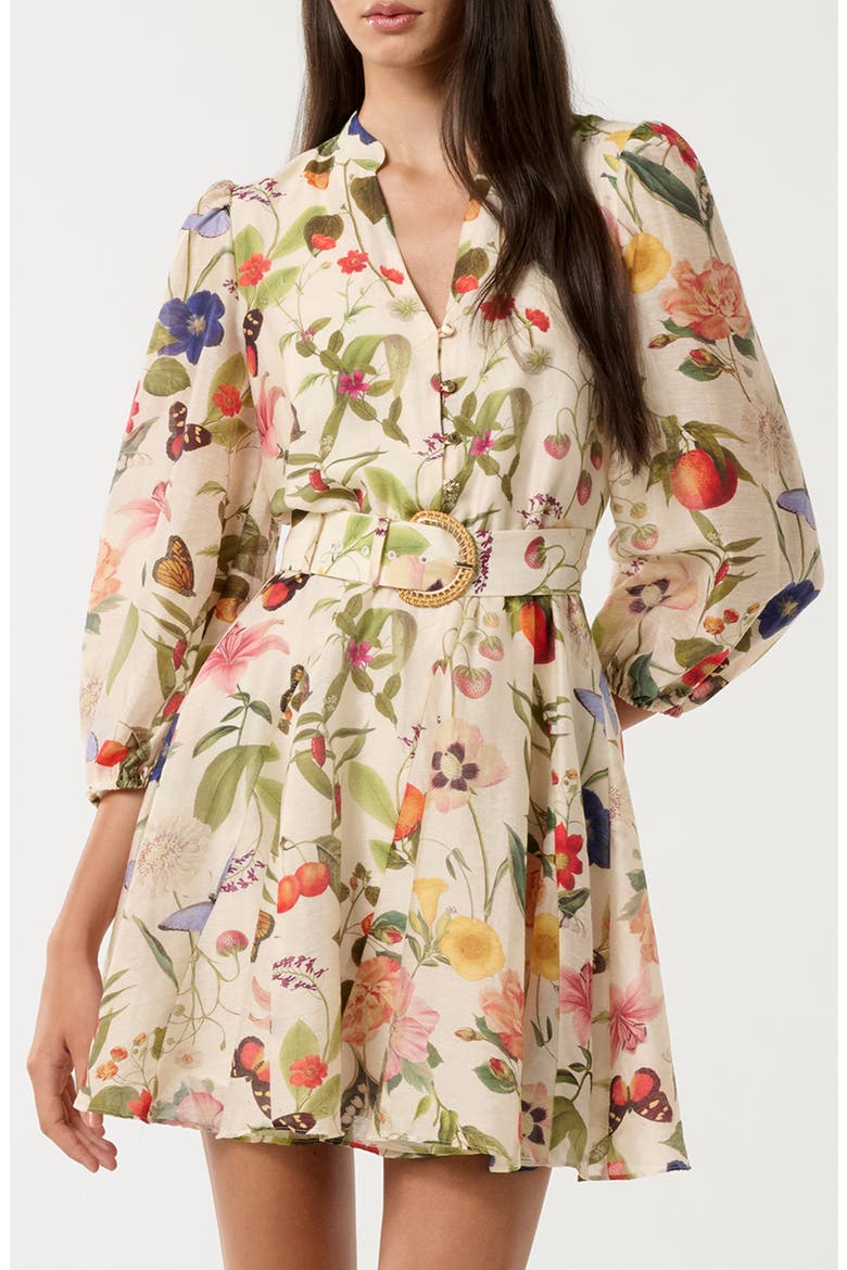 Wesley Print Belted Long Sleeve Minidress, Main, color, BRIGHT FLORAL