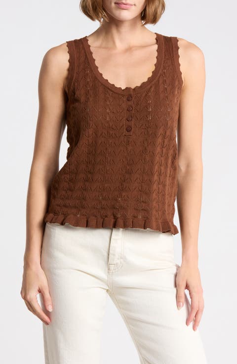 U-Neck Pointelle Sweater Tank