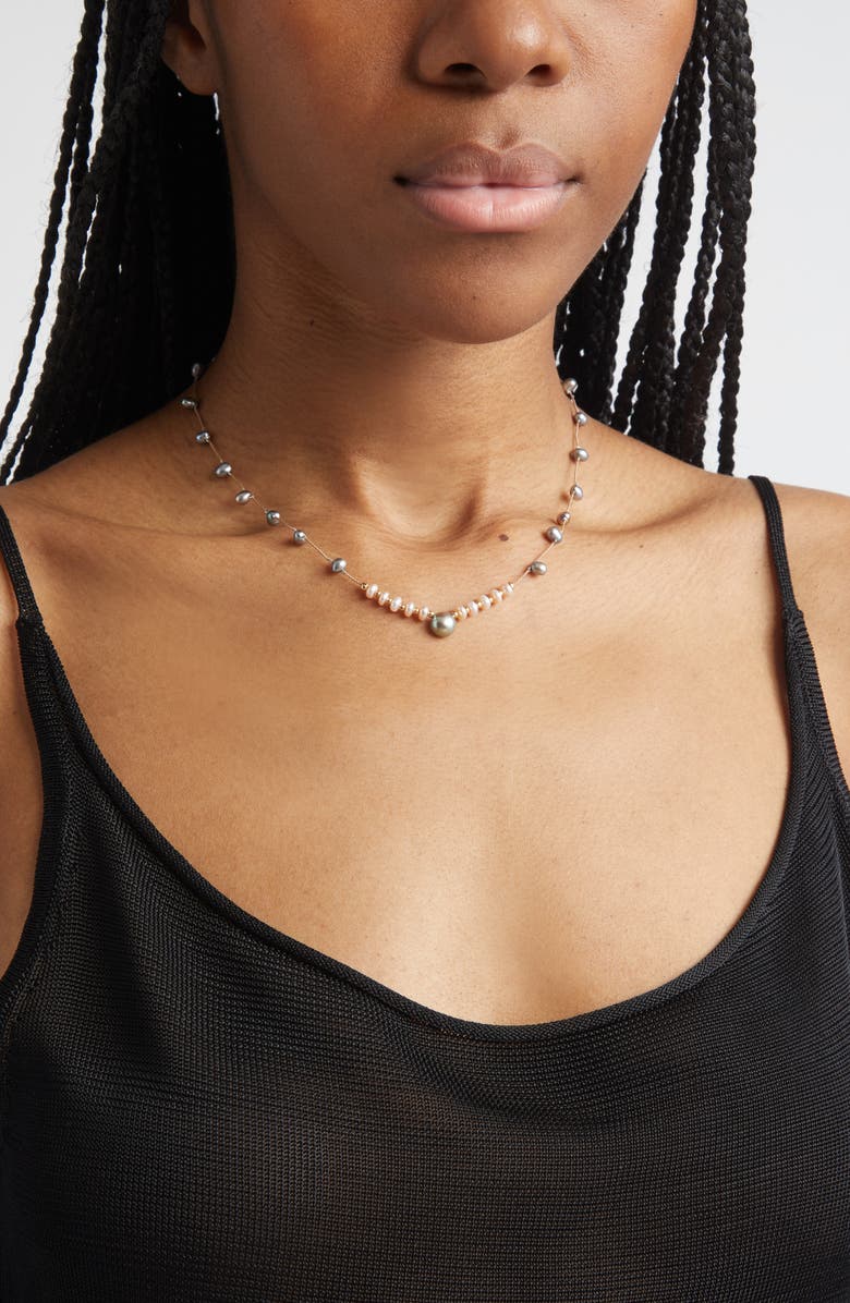 Isshi Desnuda Freshwater Pearl Station Necklace, Alternate, color, Shield