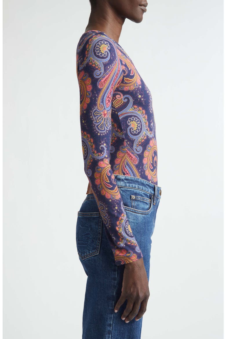 Paisley Long Sleeve Top, Alternate, color, PRINT ON BLUE BASE