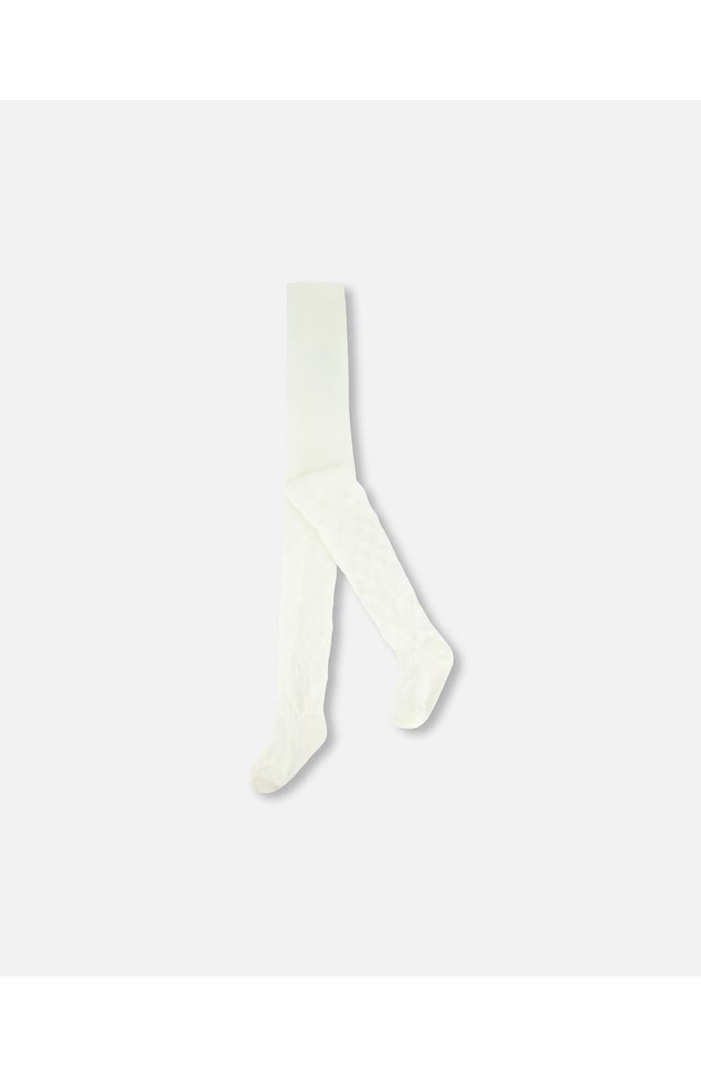 Deux par Deux Girl's Tights With Bow Jacquard Off White, Main, color,
