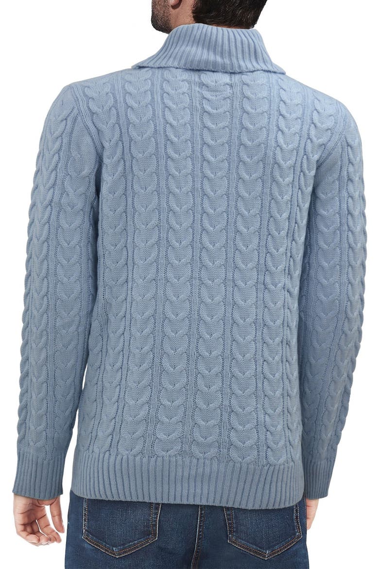 Cable Knit Turtleneck Sweater, Alternate, color, BLUE