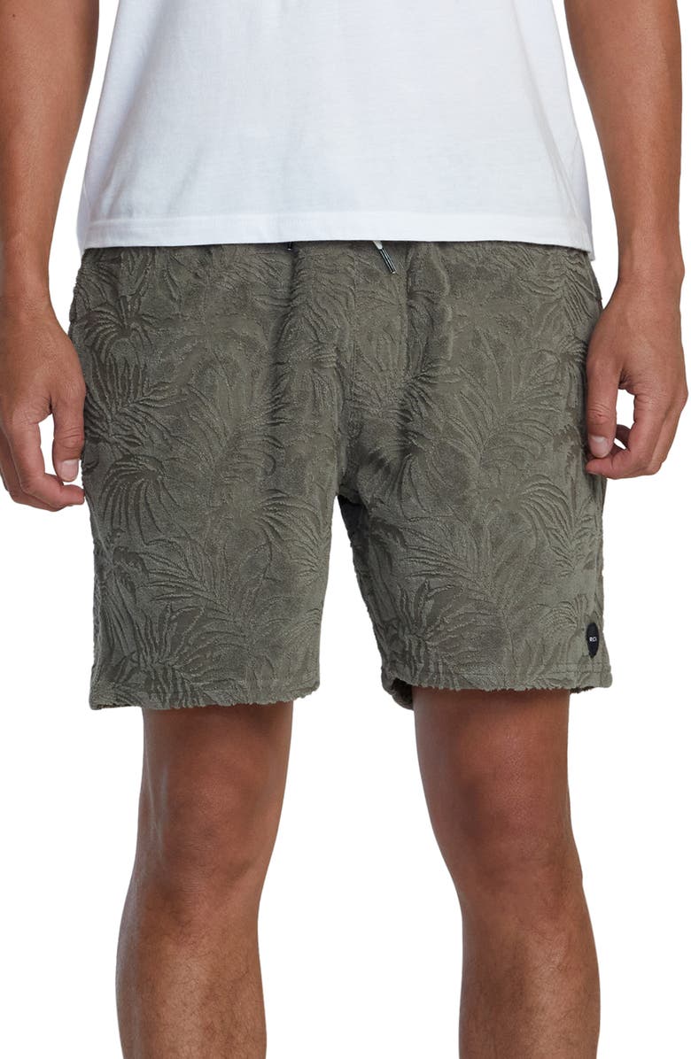 RVCA Palms Down Terry Cloth Jacquard Shorts, Main, color,