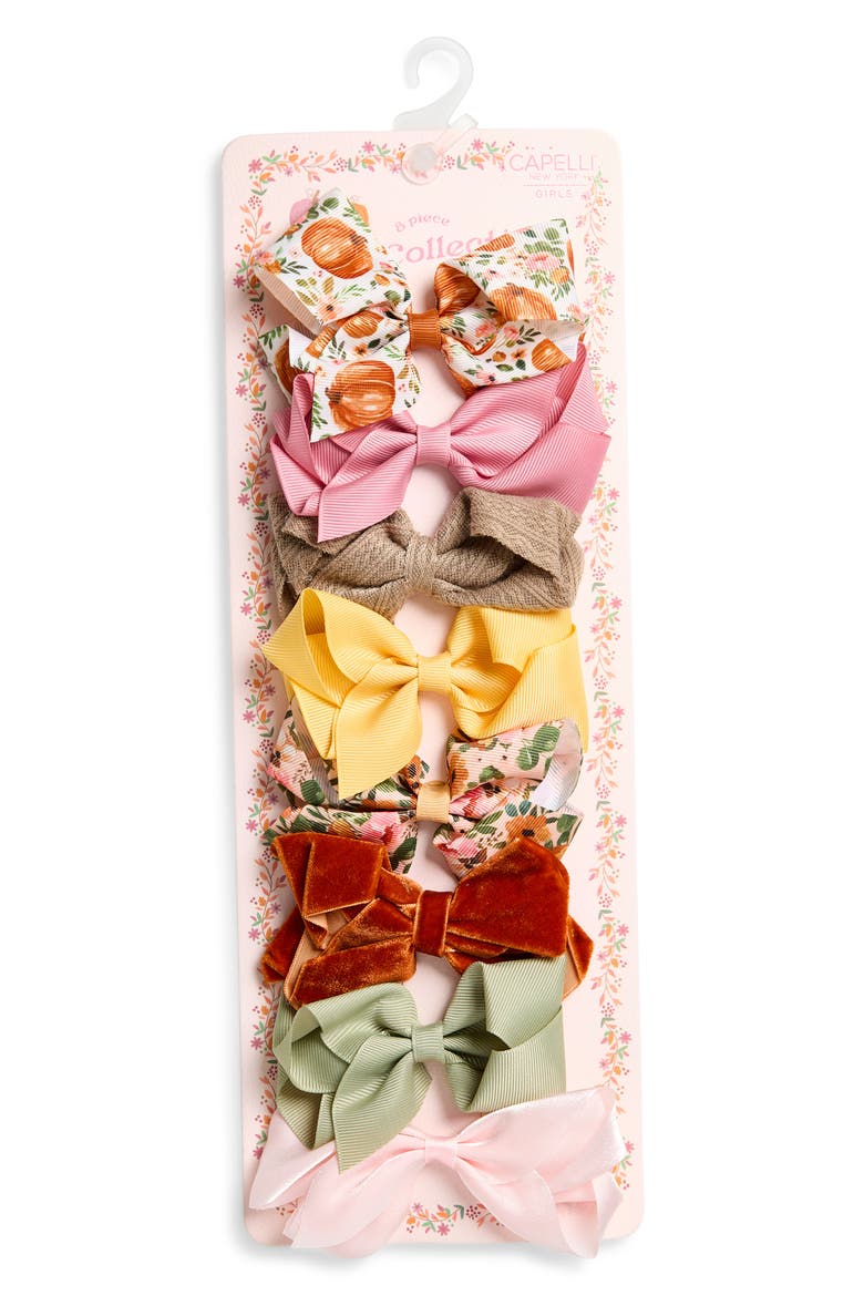 8-Pack Harvest Bow Clips, Alternate, color, ORANGE COMBO