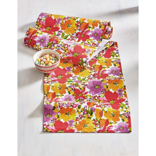 Tag Springtime Bright Floral Print Cotton Table Runner Decor In Multi