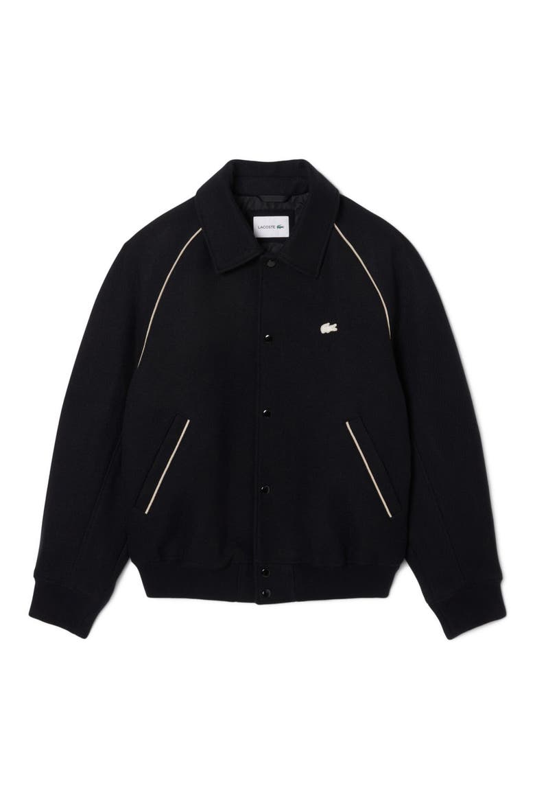 Logo Appliqué Wool Blend Varsity Jacket, Alternate, color, BLACK