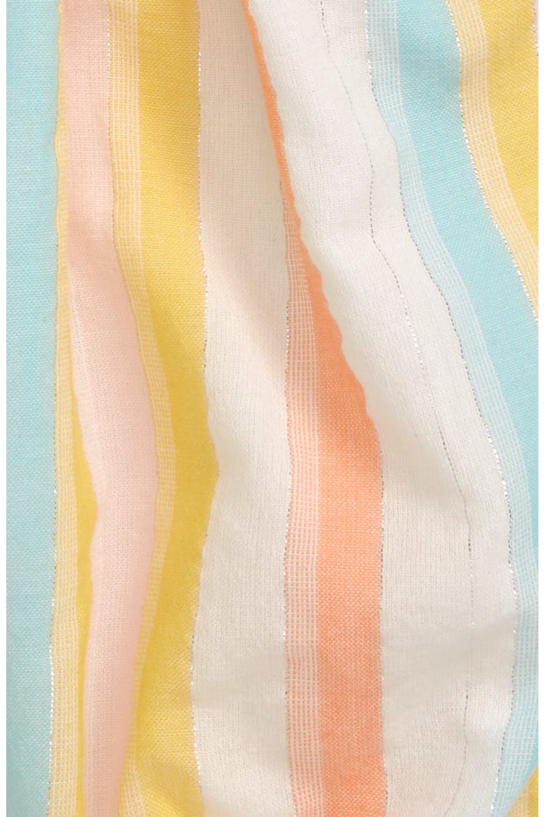 Ruffle Stripe Romper, Alternate, color, WHITE MULTI SPARKLE STRIPE