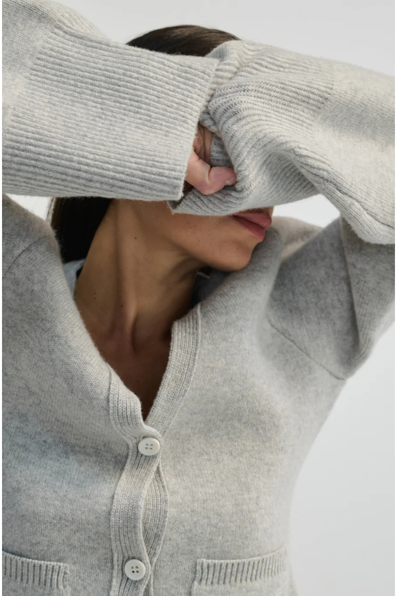 V Neck Cardigan, Alternate, color, Light Grey