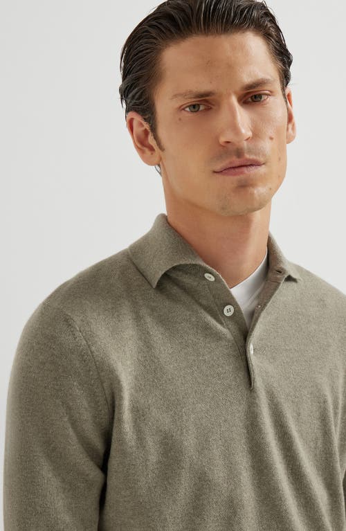 Brunello Cucinelli Polo-neck Cashmere Sweater In Green