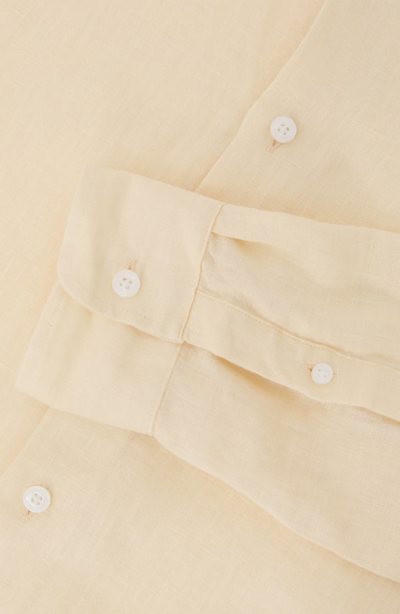 Reiss Ruban Regular Fit Solid Linen Button-Up Shirt, Alternate, color, Buttermilk Yellow