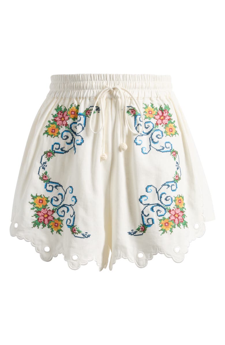 FARM Rio Grandma's Treasure Linen Blend Shorts, Alternate, color, Off-White