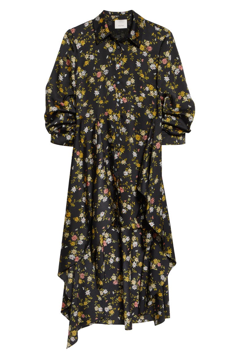 Jacey Floating Daisies Shirtdress, Alternate, color, BLACK MULTI