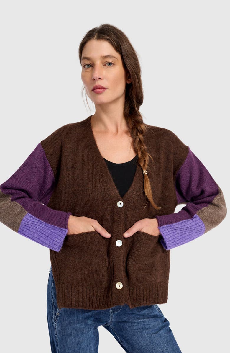 Alembika Finch Cardigan, Main, color, Brown/Purple