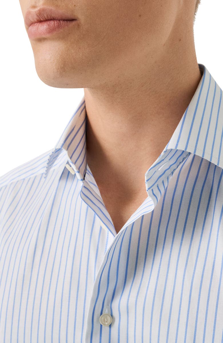 Eton Slim Fit Stripe Dress Shirt, Alternate, color, Medium Blue