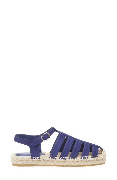 Jeffrey Campbell Tan Lines Espadrille Fisherman Sandal In Navy Satin
