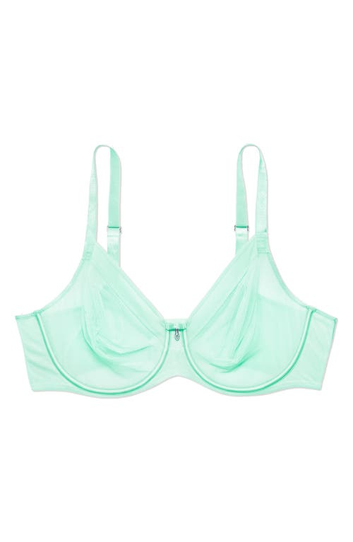 Curvy Couture Full Figure Mesh Underwire Bra In Mint Chip
