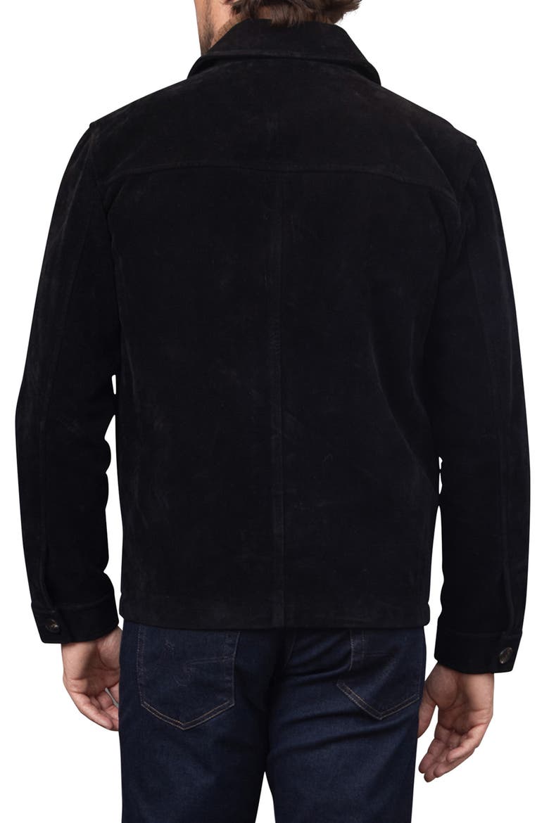 Faux Nubuck Trucker Jacket, Alternate, color, BLACK