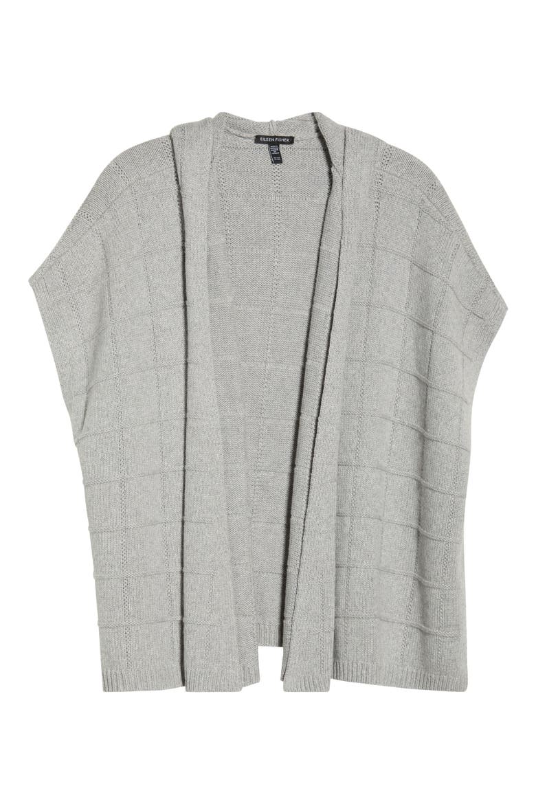 Hooded Open Front Cotton & Recycled Cashmere Poncho, Alternate, color, DARK PEARL