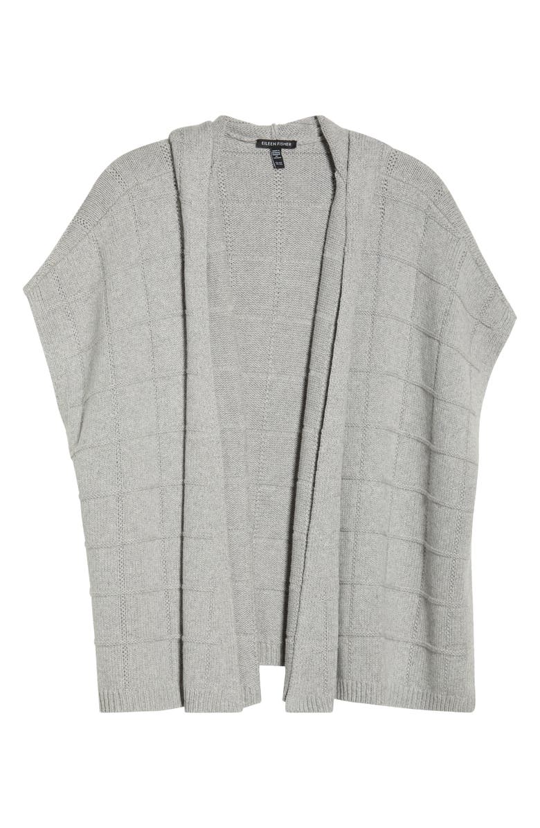Eileen Fisher Hooded Open Front Cotton & Recycled Cashmere Poncho, Alternate, color, Dark Pearl