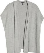 Eileen Fisher Hooded Open Front Cotton & Recycled Cashmere Poncho
