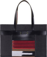 K'ai & Vrosi Leather & Canvas Tote Bag with Pockets